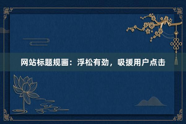 网站标题规画：浮松有劲，吸援用户点击