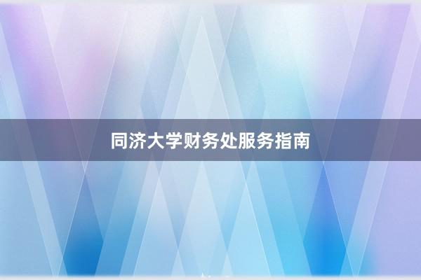 同济大学财务处服务指南